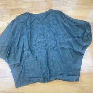 Bryn Walker Green Linen Lagenlook Minimalist Wilder Elbow Dolman Blouse Size S